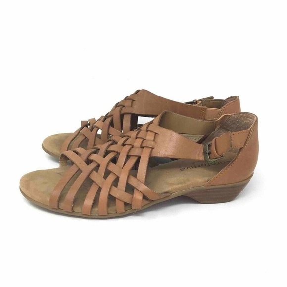 Comfortiva Pillowtop Rita Sandals Brown Leather 7 - Picture 4 of 8